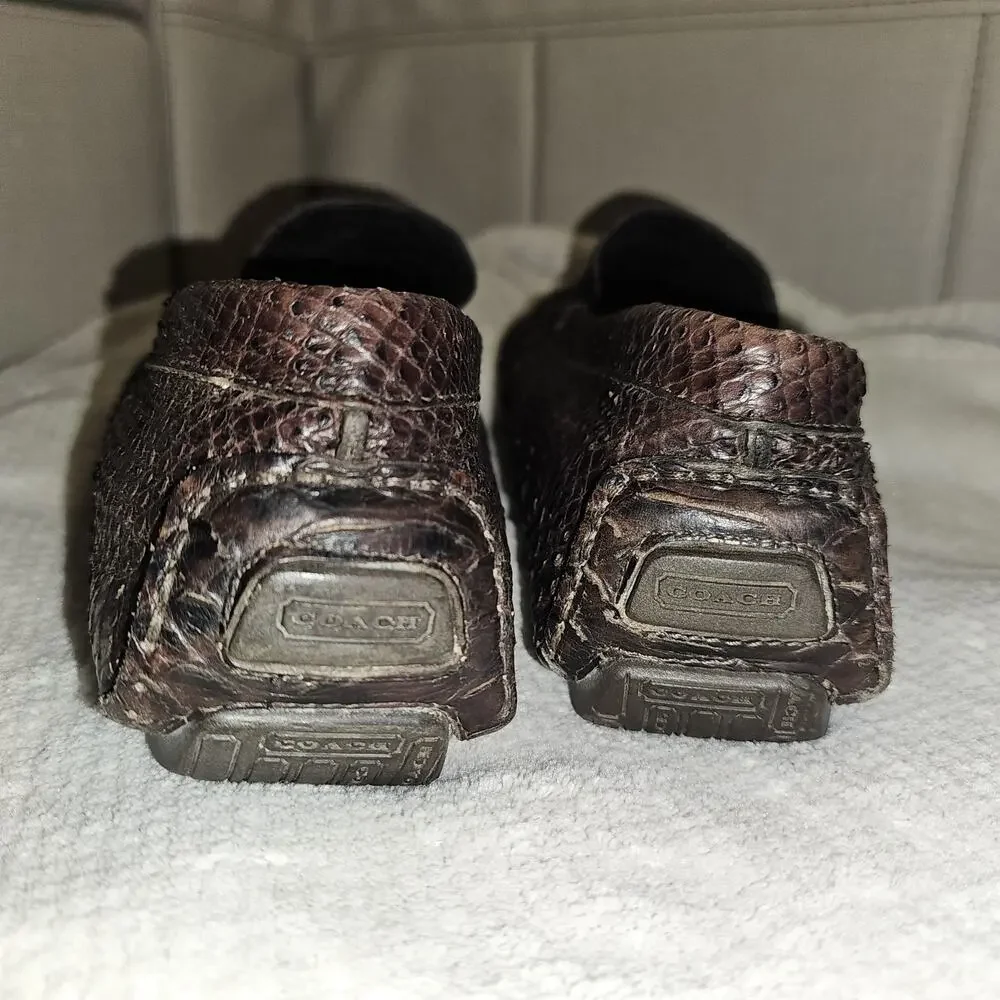 COACH Gary Men's Genuine Python Snakeskin Driving Loafers Shoes Brown 11.5 D